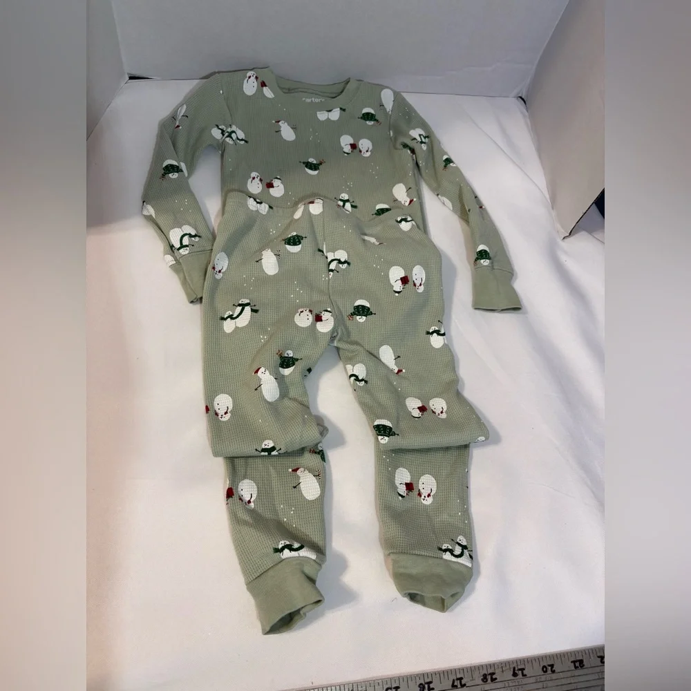 Carter's Christmas Pajamas Child of Mine Boys 2T Holiday Set 2 PC sage‎ green